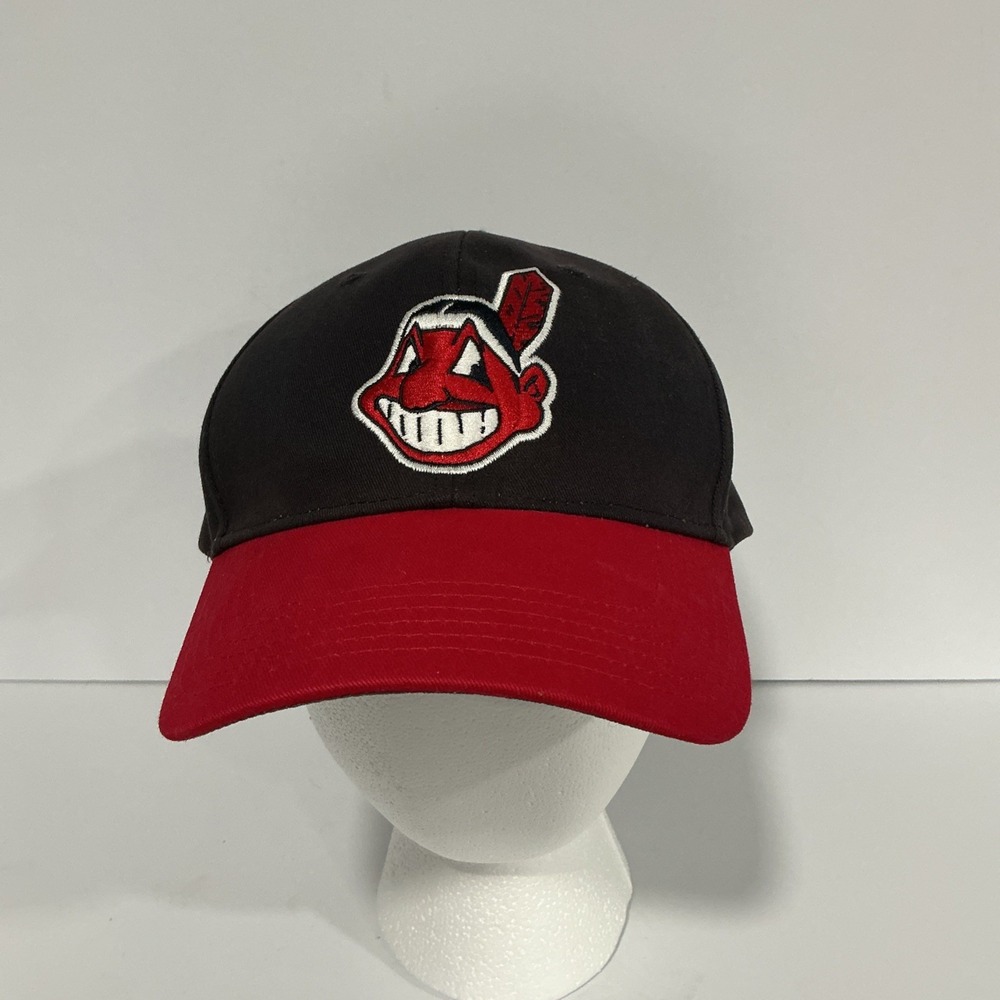 Cleveland Indians Chief Wahoo MLB Baseball Cap Hat Black Red Adjustable One Size